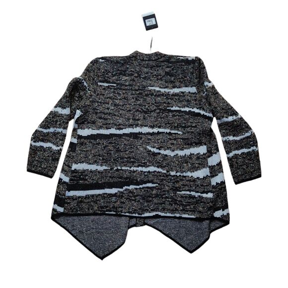 NWT MING WANG XL Black Multicolor Abstract Knit Snap Button Artsy Cardigan - Picture 9 of 10